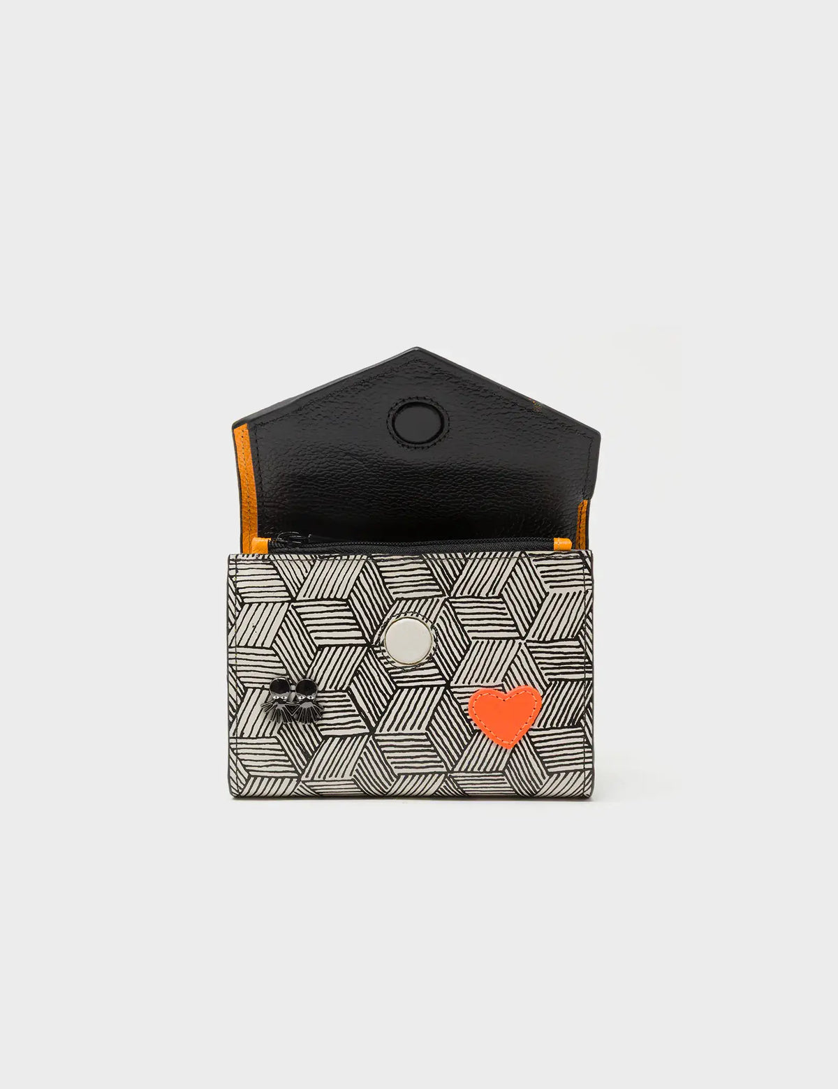 Fiona Flamingo Orange and Cream Leather Wallet - All Over Eyes Design