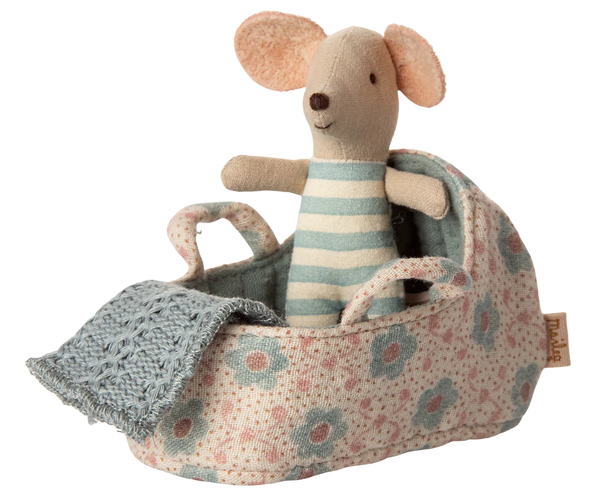 Carry Cot, Baby Mouse - Blue