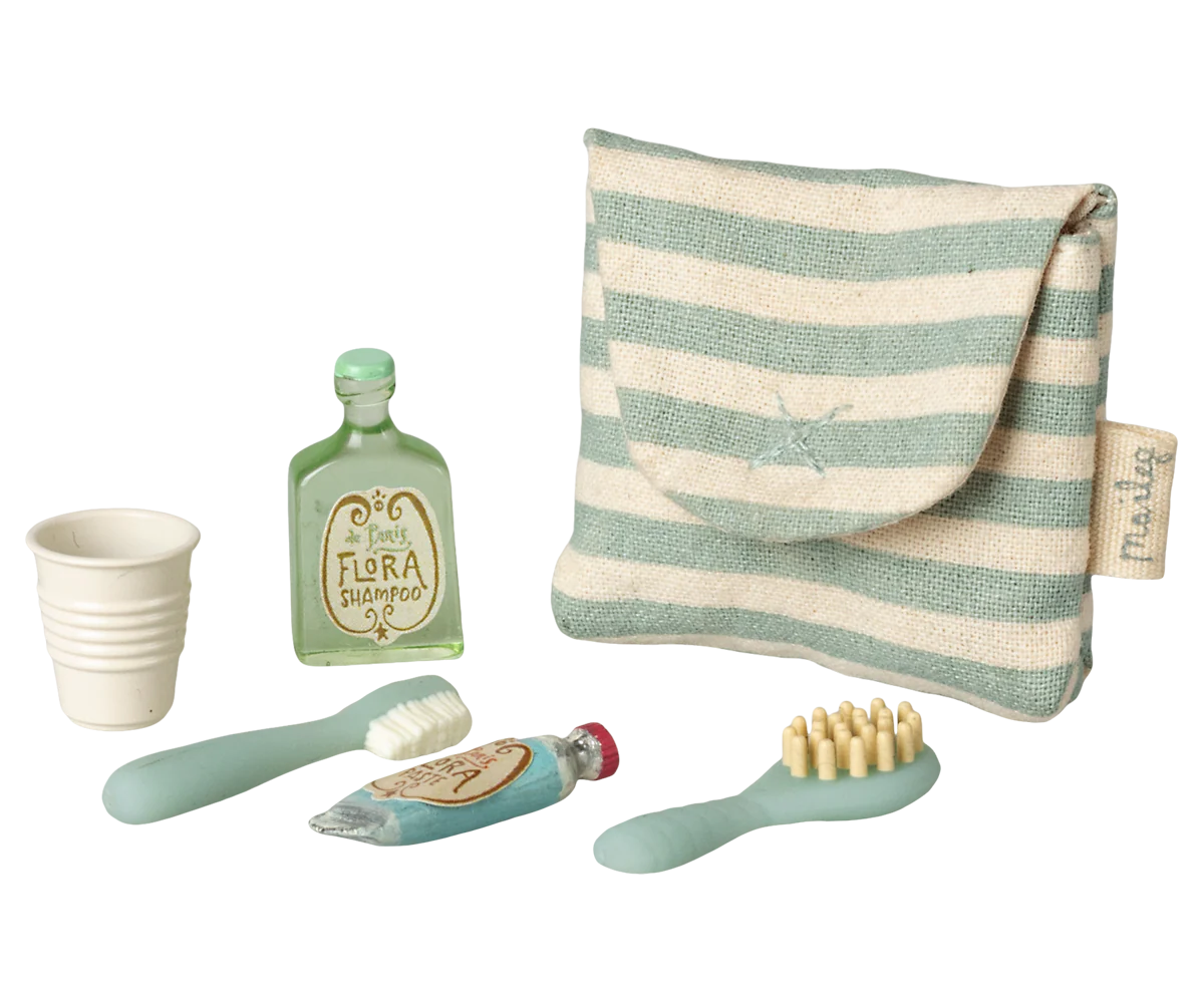 Toothbrush set in bag, Mouse - Blue strpe