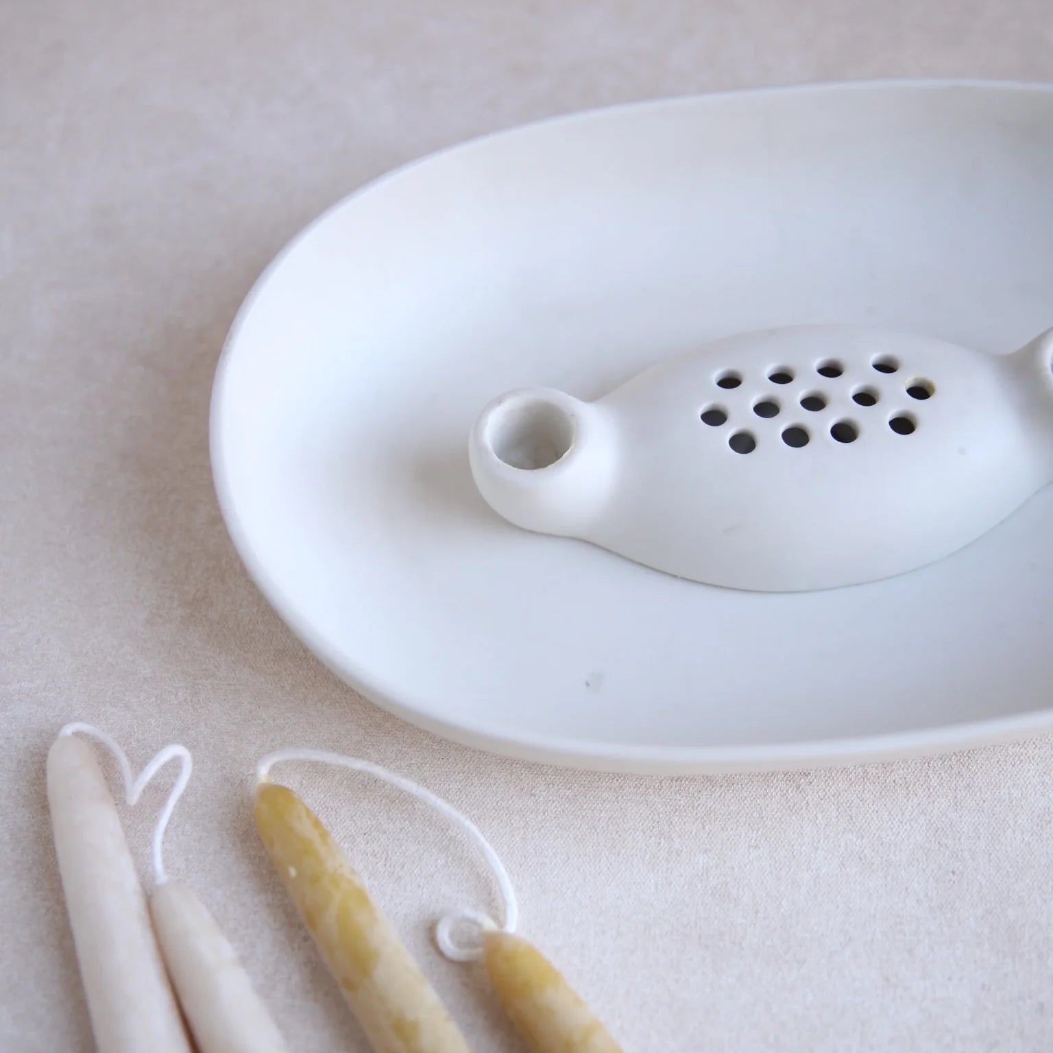 Ceramic Frog Bowl &amp; Taper Holder