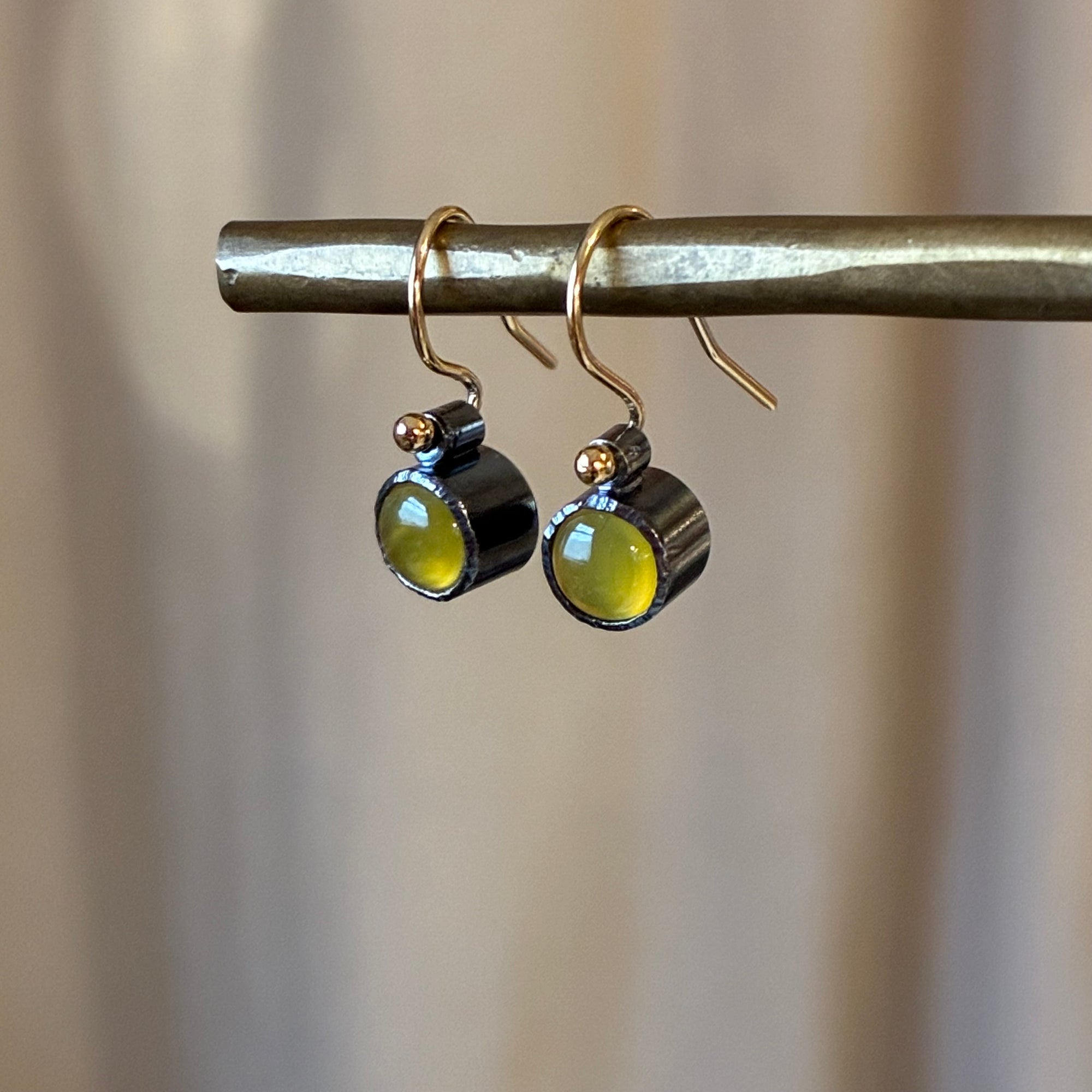 EL026-12 Yellow Chalcedony Drop Earrings