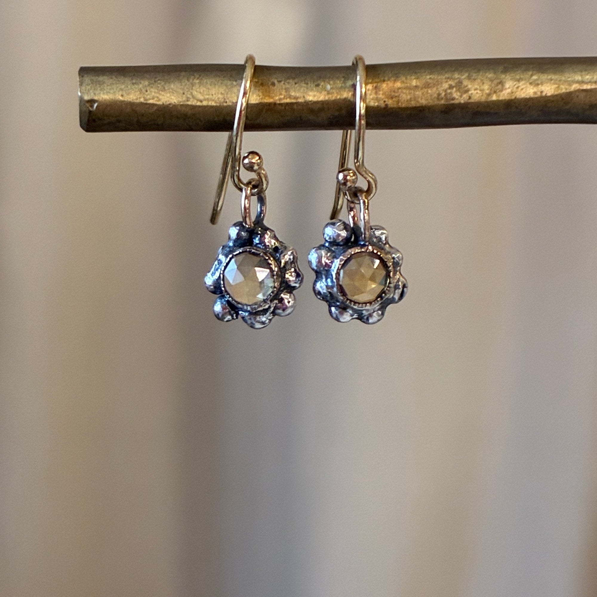EL026-11 Citrine Ancient Beaded Earrings