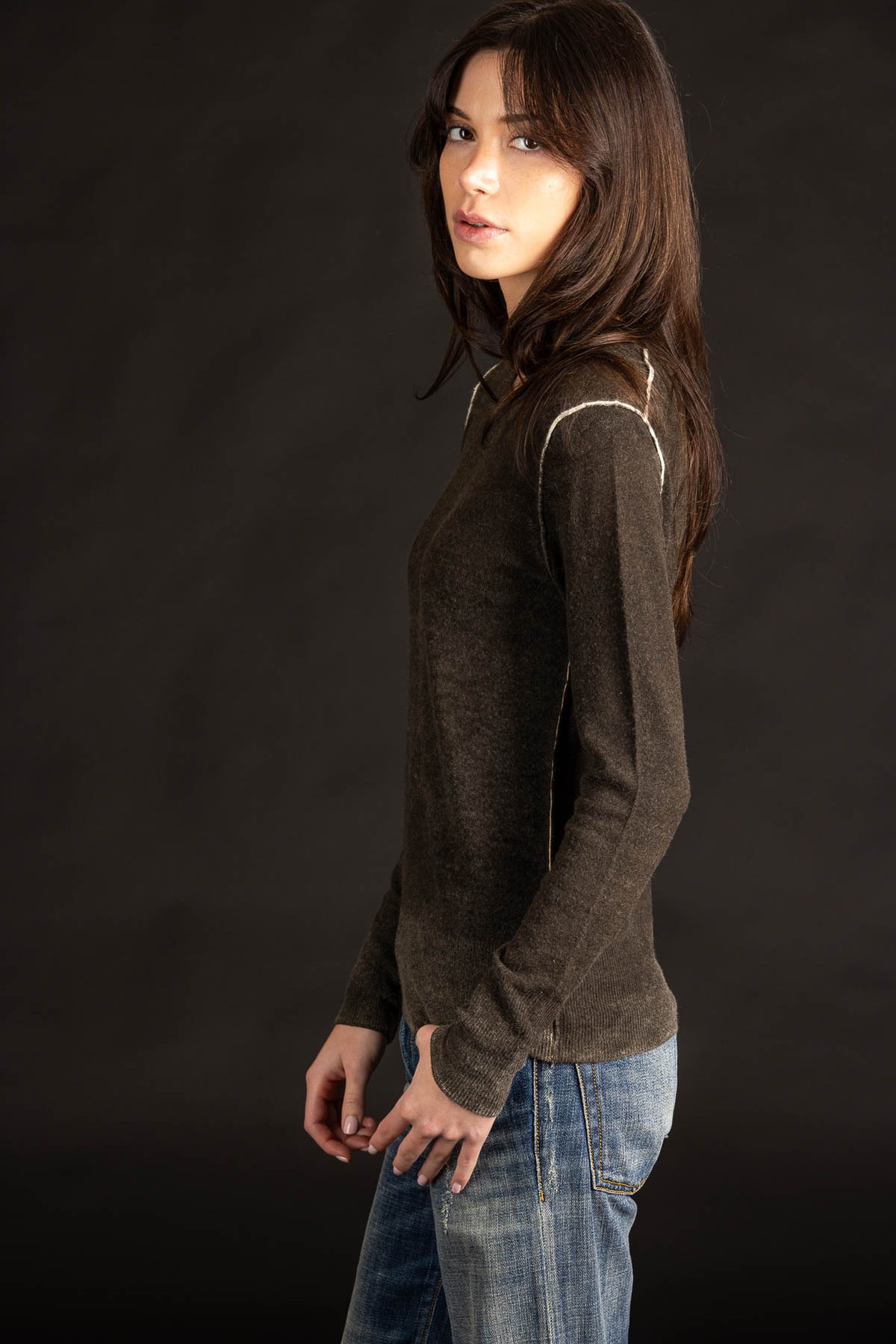 Reversible Printed Crew - Black Olive