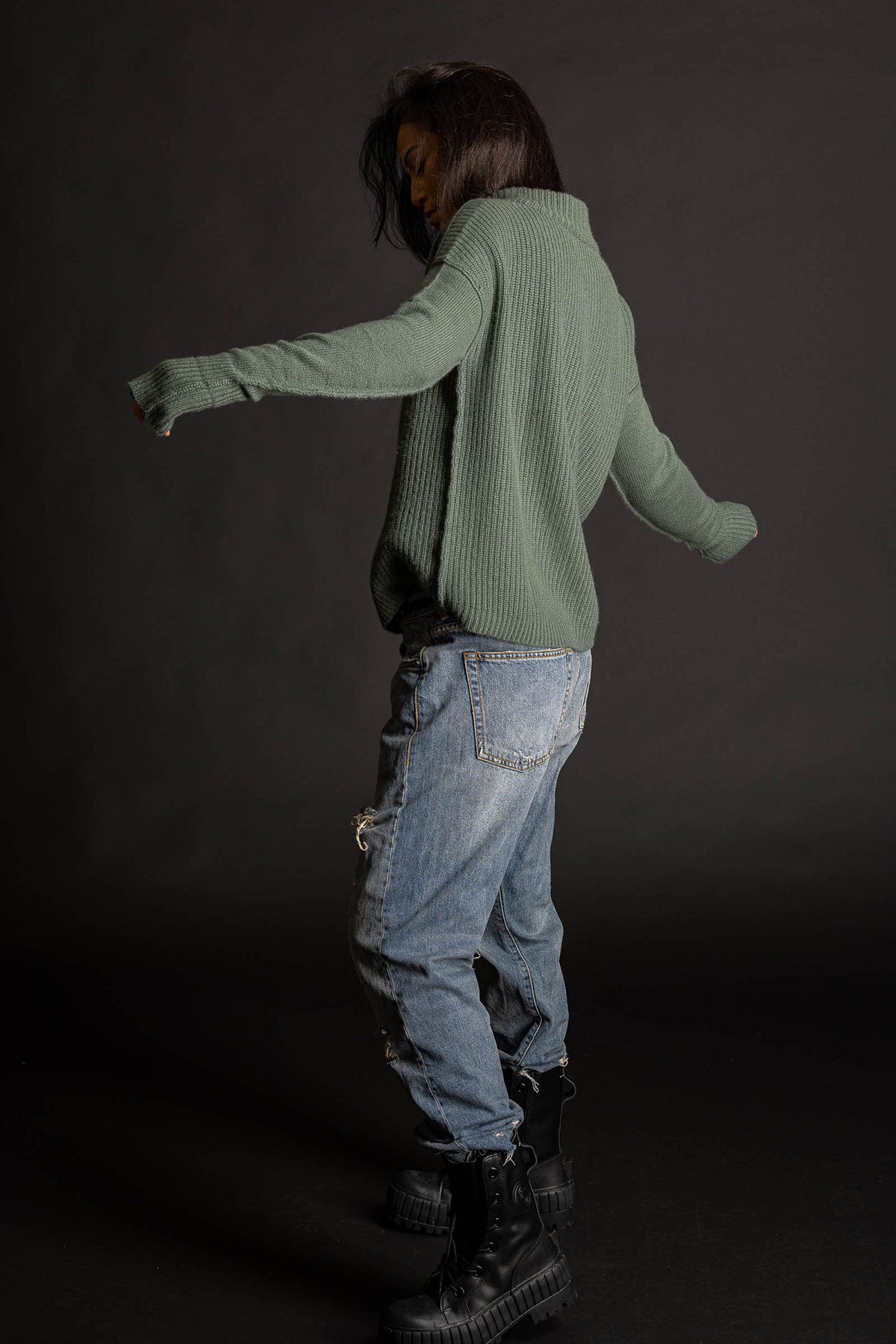 Cashmere Shaker Pullover - Sage