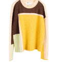 Dreamy Cashmere Block Crew - Beige/Turmeric