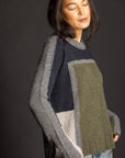 Dreamy Cashmere Block Crew - Thunder/Moss