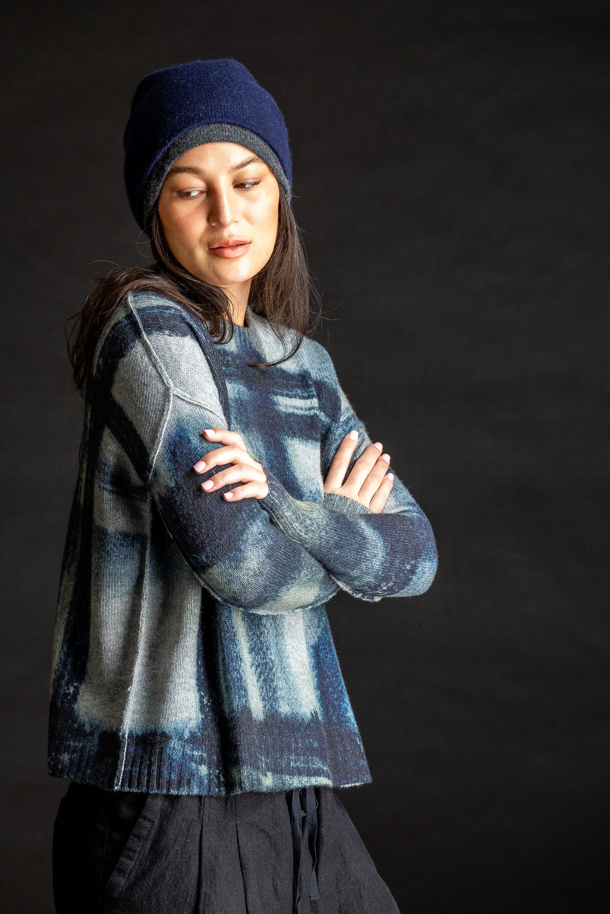 Painted Plaid Crew INDIGO
