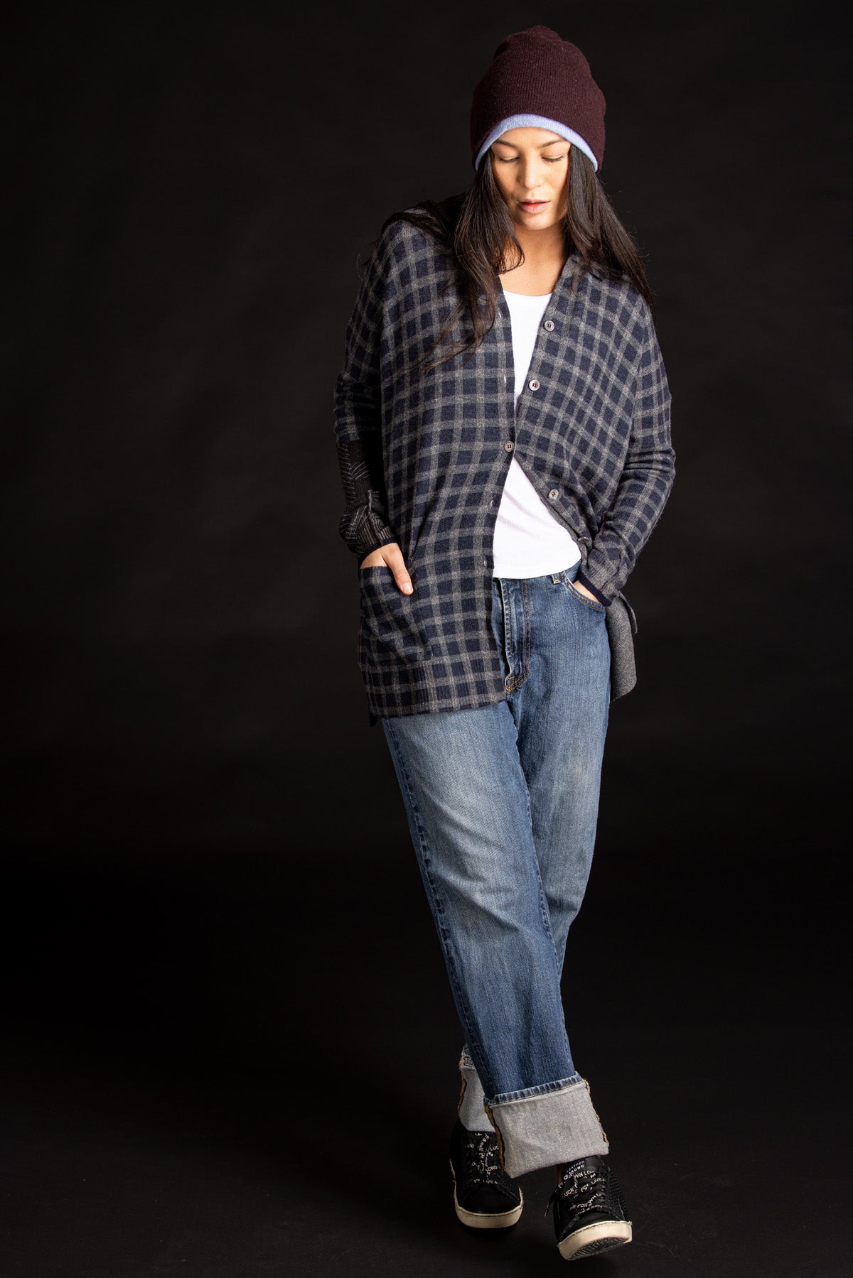 Cashmere Plaid Shirt - Navy/Thunder