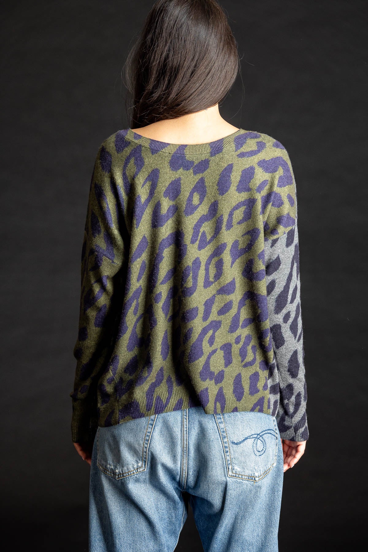 Reversible Leopard Pullover THUNDER/FOREST