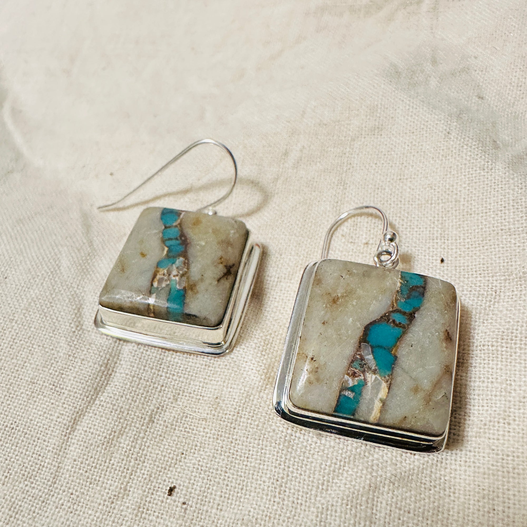 Royston Ribbon Turquoise SS Earrings - Square