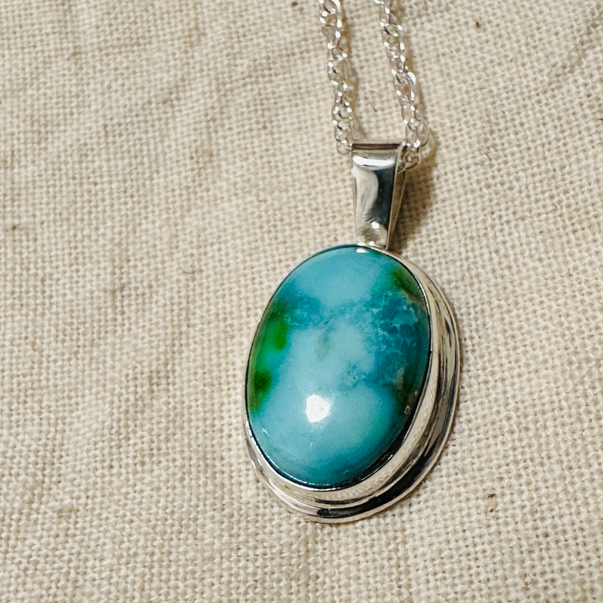 Sonoran Gold Turquoise Pendant SS Necklace