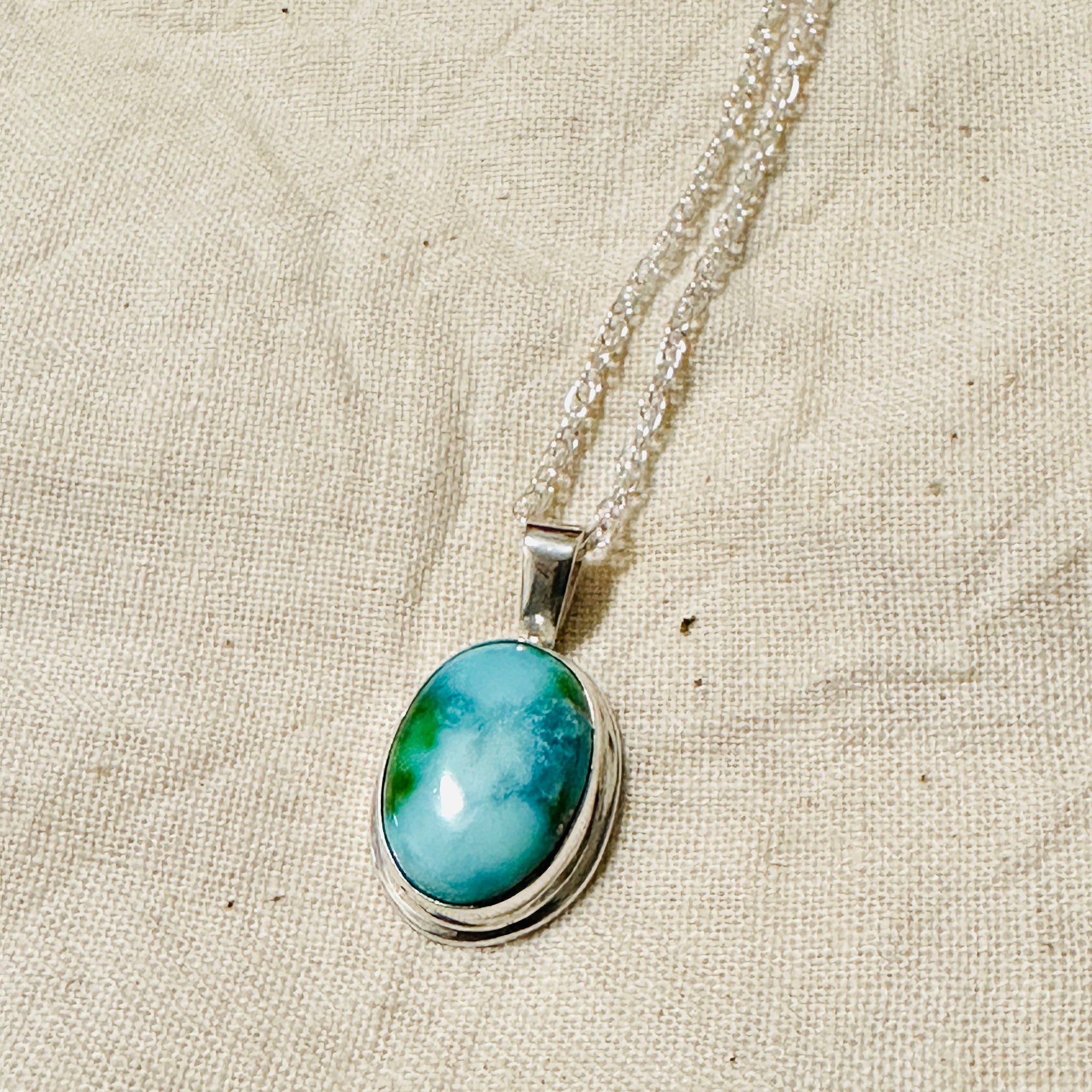 Sonoran Gold Turquoise Pendant SS Necklace