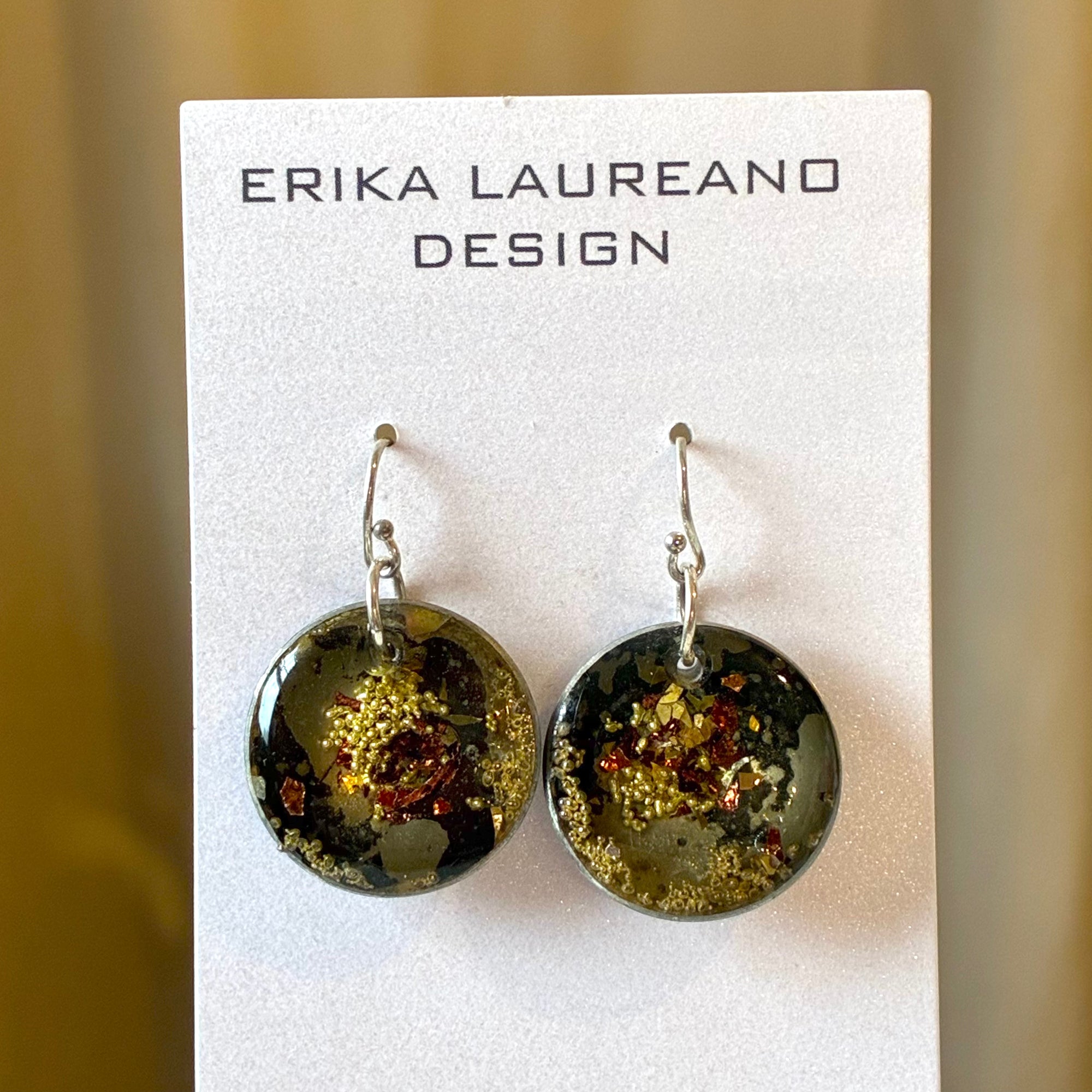 EL026-31 Brown/Gold/Copper Resin Earrings