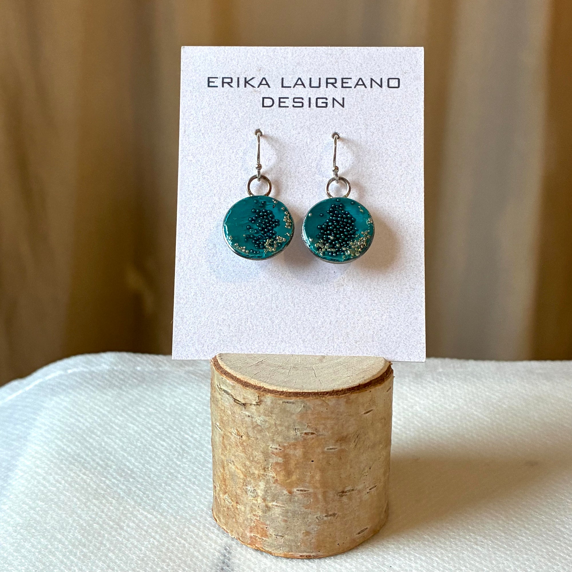 EL026-29 Teal/Silver Resin Earrings