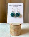 EL026-29 Teal/Silver Resin Earrings