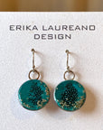 EL026-29 Teal/Silver Resin Earrings