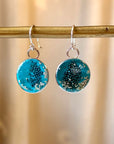 EL026-29 Teal/Silver Resin Earrings