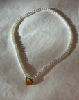 Flower Button and Pearl Necklace
