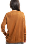 S408 Relaxed V-Neck Cardigan - CARAMEL