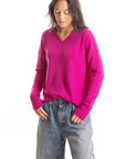 S442B V-Neck Pullover - Magenta