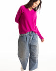 S442B V-Neck Pullover - Magenta