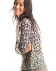 S447P Tile Print Cardigan - Denim/Military