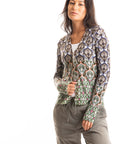 S447P Tile Print Cardigan - Denim/Military