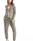 S447P Tile Print Cardigan - Denim/Military