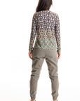 S447P Tile Print Cardigan - Denim/Military