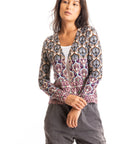 S447P Tile Print Cardigan - Ink/Purple