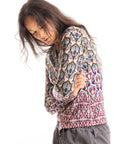 S447P Tile Print Cardigan - Ink/Purple