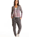 S447P Tile Print Cardigan - Ink/Purple