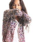 S447P Tile Print Cardigan - Ink/Purple