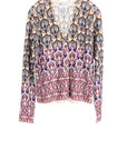 S447P Tile Print Cardigan - Ink/Purple