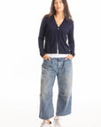 S447 One Button Cardigan - Navy