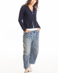 S447 One Button Cardigan - Navy