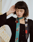 "Dream Hunter" Silk Skinny Scarf- Emerald Green