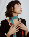 "Dream Hunter" Silk Skinny Scarf- Emerald Green