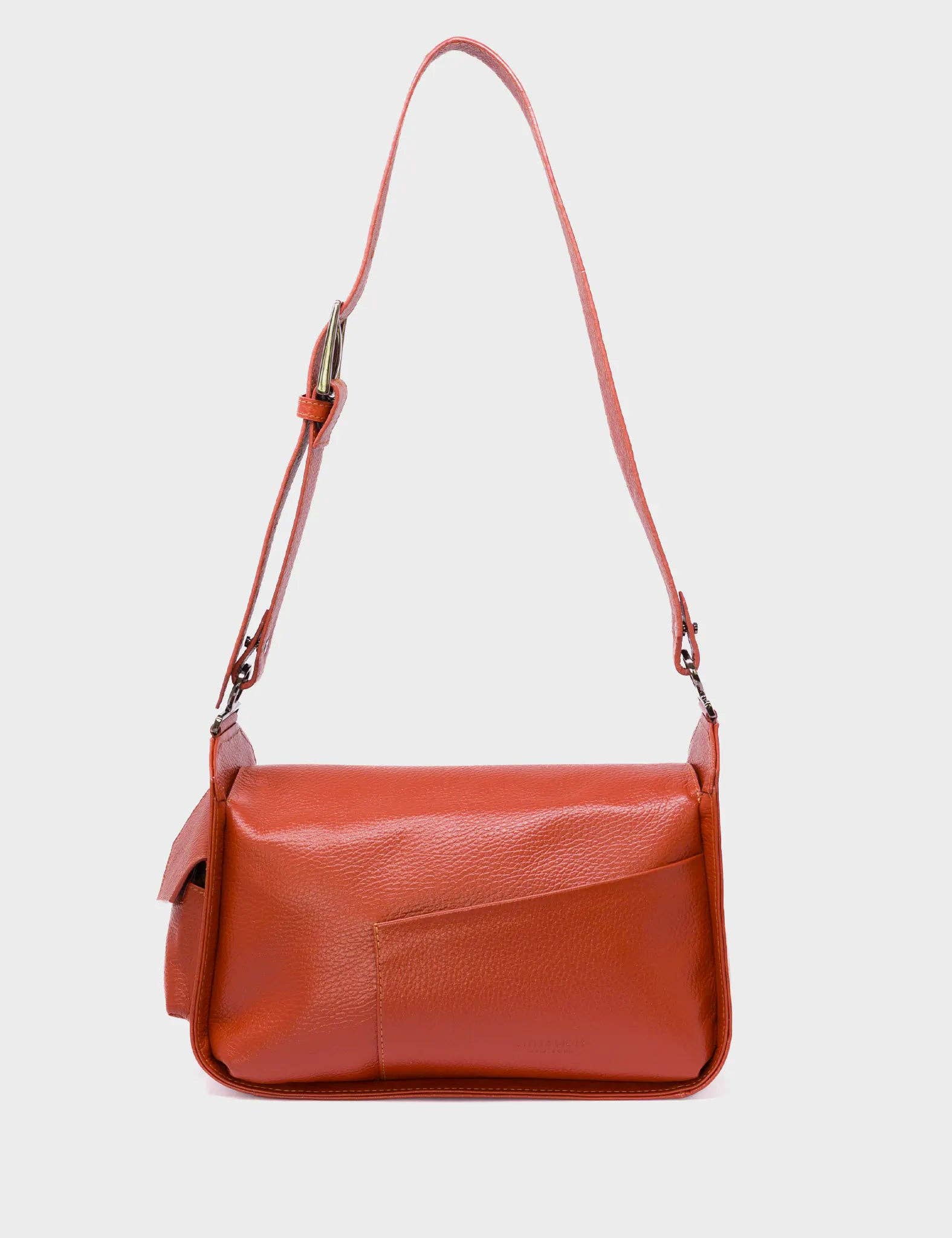 Houston Baked City Brown Leather Shoulder Bag - All Over Eyes Embroidery