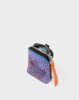 Florence Pouch Charm - Vista Blue Leather Keychain Retro Tiger Embroidery