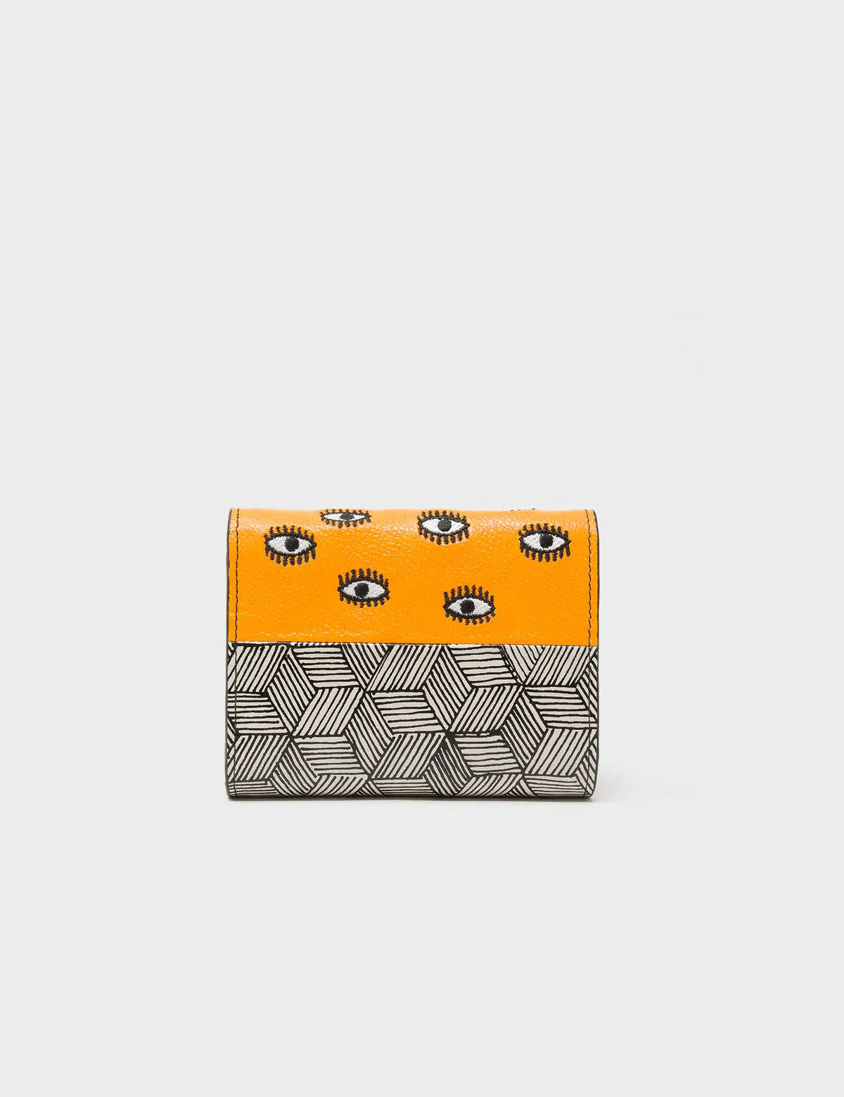 Fiona Flamingo Orange and Cream Leather Wallet - All Over Eyes Design
