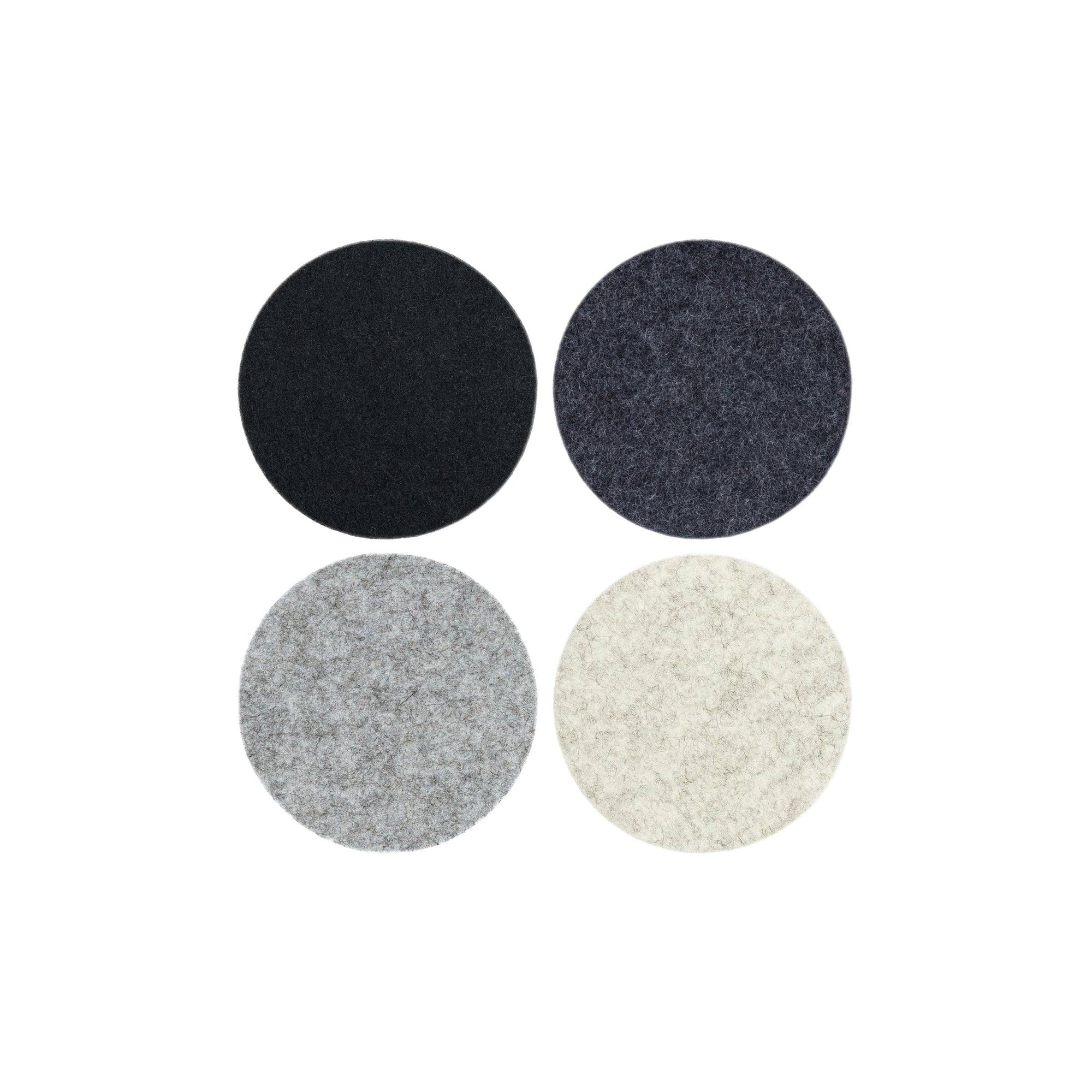 Bierfilzl Merino Wool Felt Round Coaster 4 Pack Noir