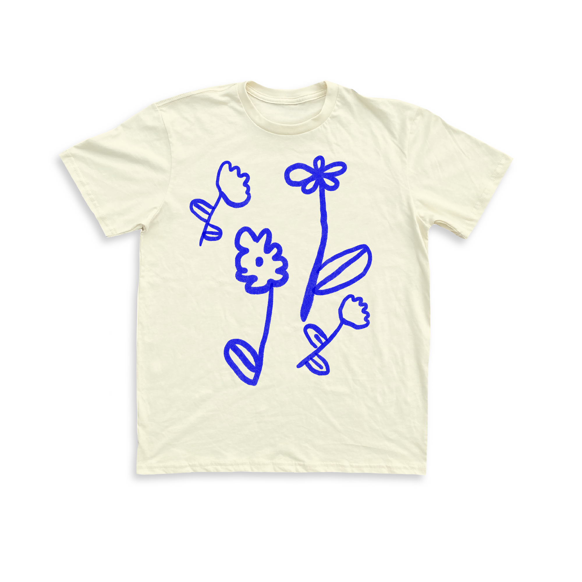Blue Flowers Unisex Tee Cream Graphic Tee