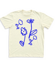 Blue Flowers Unisex Tee Cream Graphic Tee