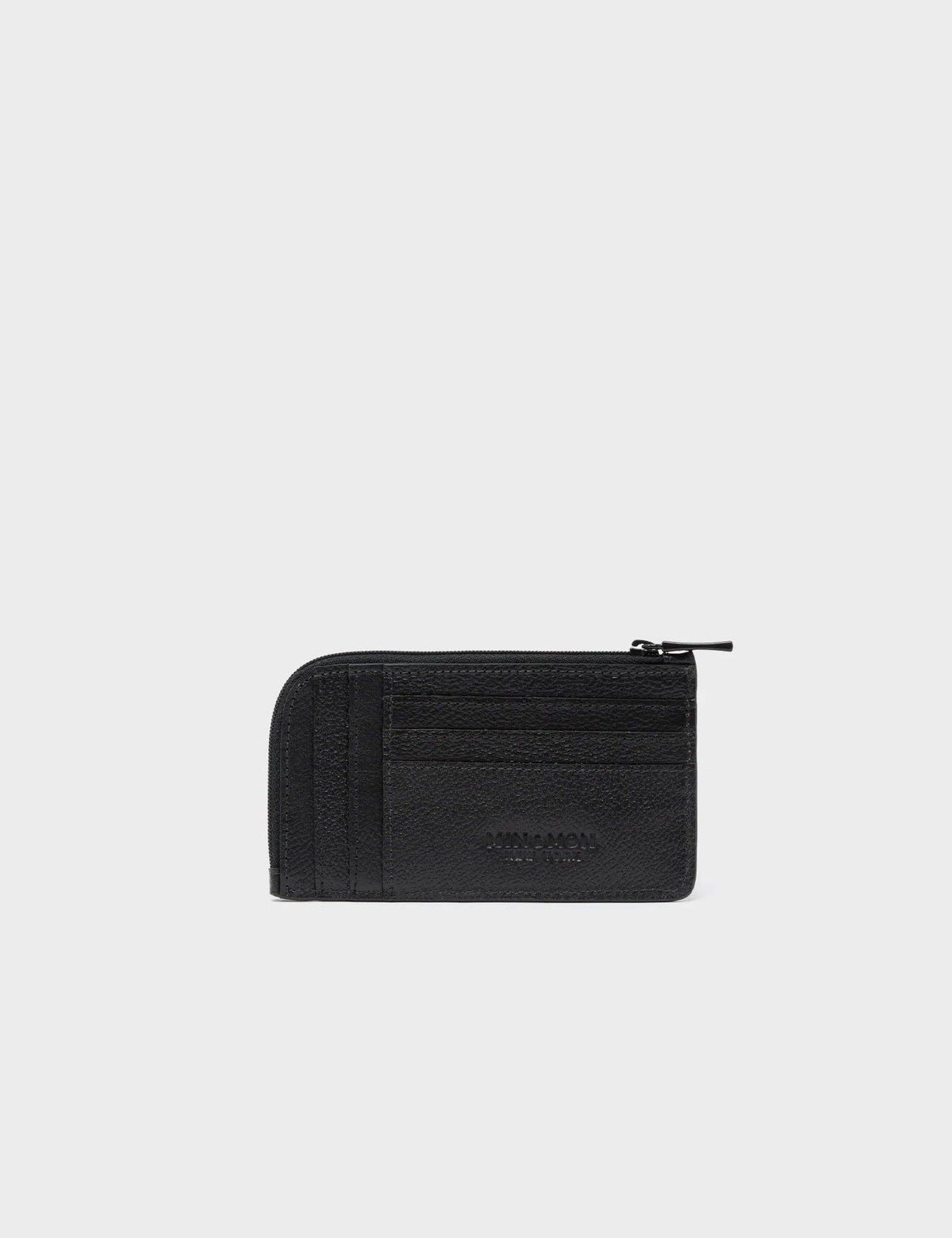Fausto Black Leather Zip-around Cardholder - Flying Tiger Embroidery
