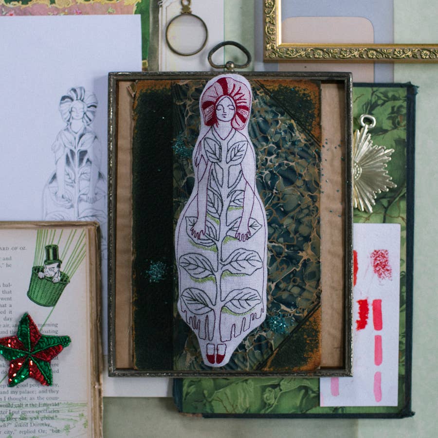 Poppy Person, Oz Cotton Wallhanging, Ornament, Token