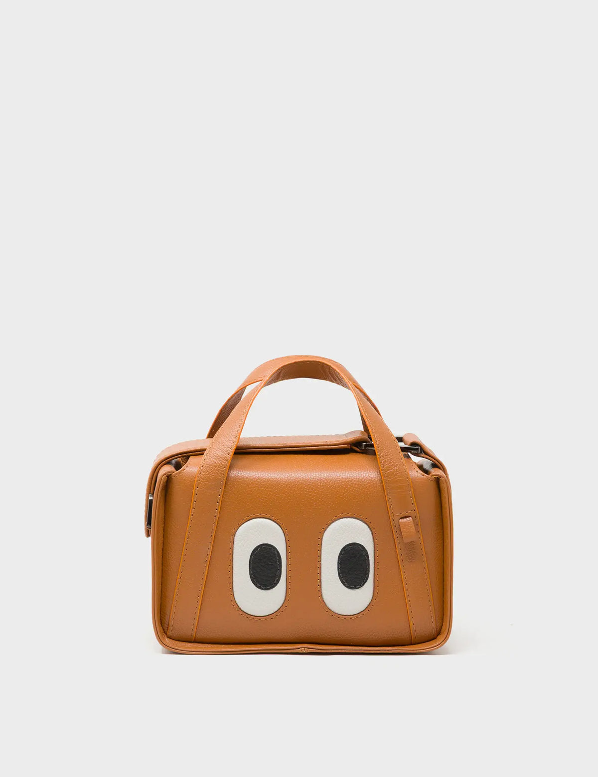Benji Micro Crossbody Caramel Leather Bag - Eyes Engraved