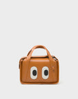Benji Micro Crossbody Caramel Leather Bag - Eyes Engraved