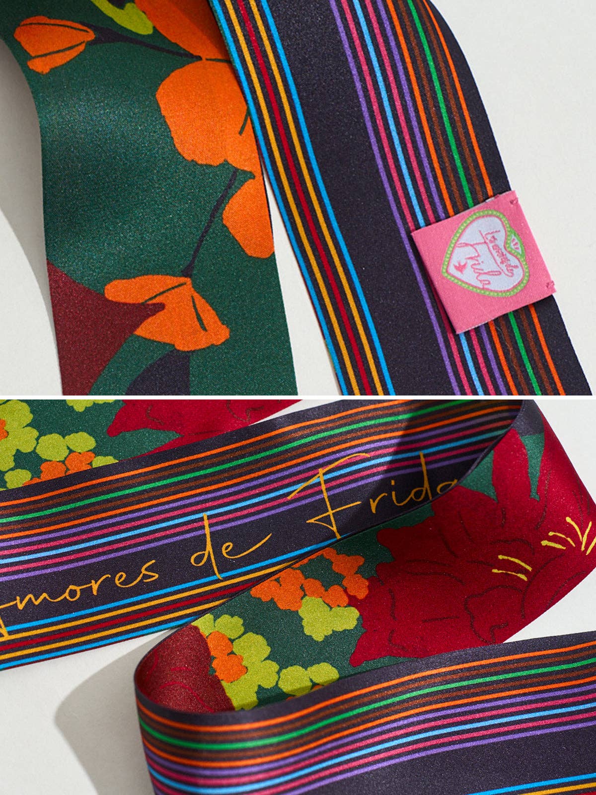 "Frida's Garden" Silk Skinny Scarf - Purple