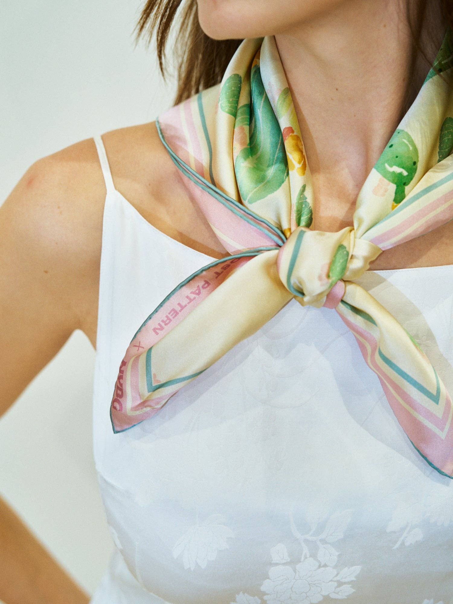 Lost Pattern x NYBG "Oasis Charms" Silk Bandana Scarf - Pink